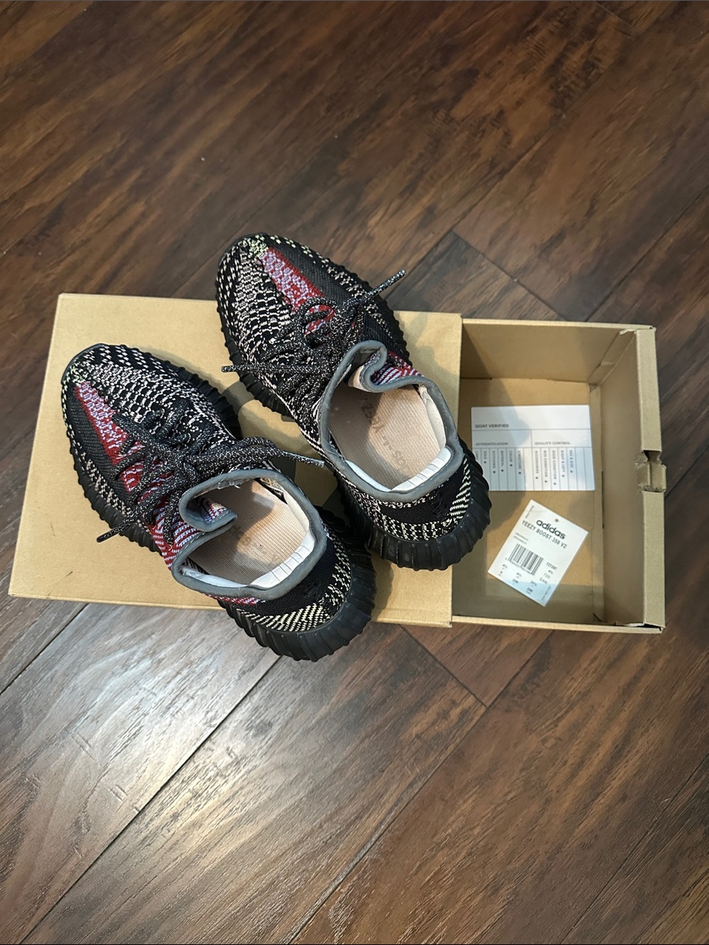 adidas White & Black Yeezy Boost 350 V2 Tag Photo